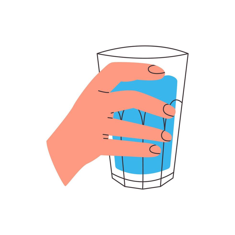 mão segurando vidro do água vetor