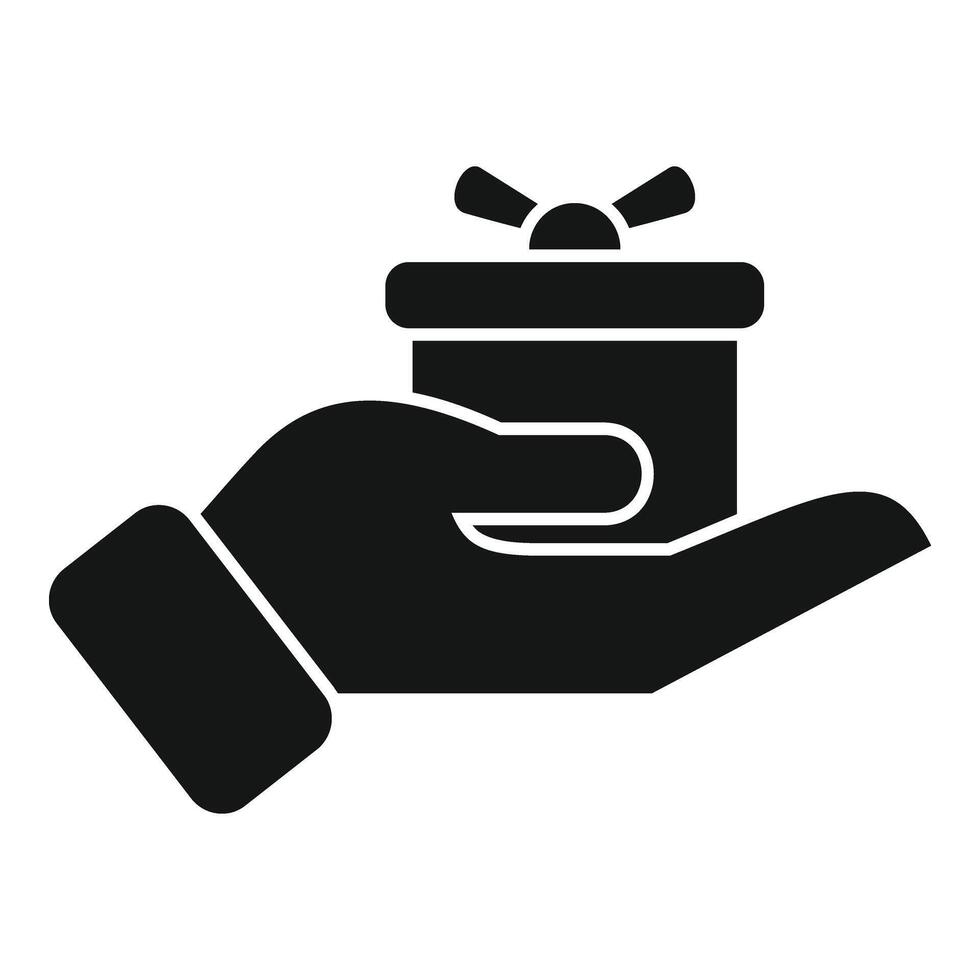 mão presente caixa ícone simples vetor. financeiro doação para pessoas vetor