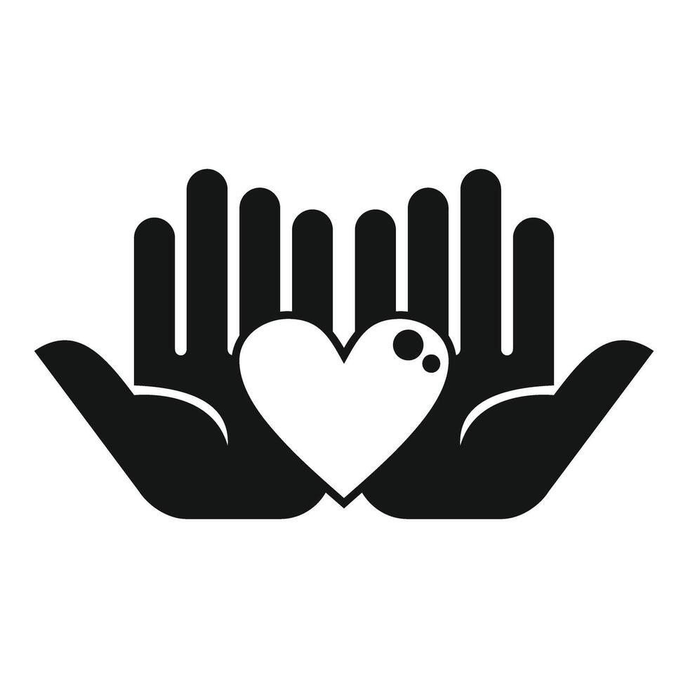 Cuidado mãos Apoio, suporte com amor ícone simples vetor. pessoas doação vetor