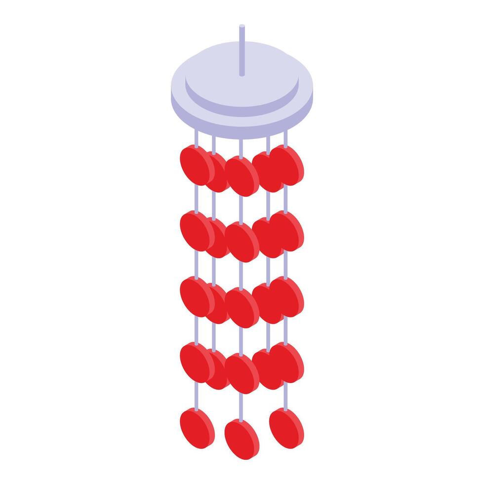 meditativo vento carrilhão ícone isométrico vetor. interior música decoração vetor