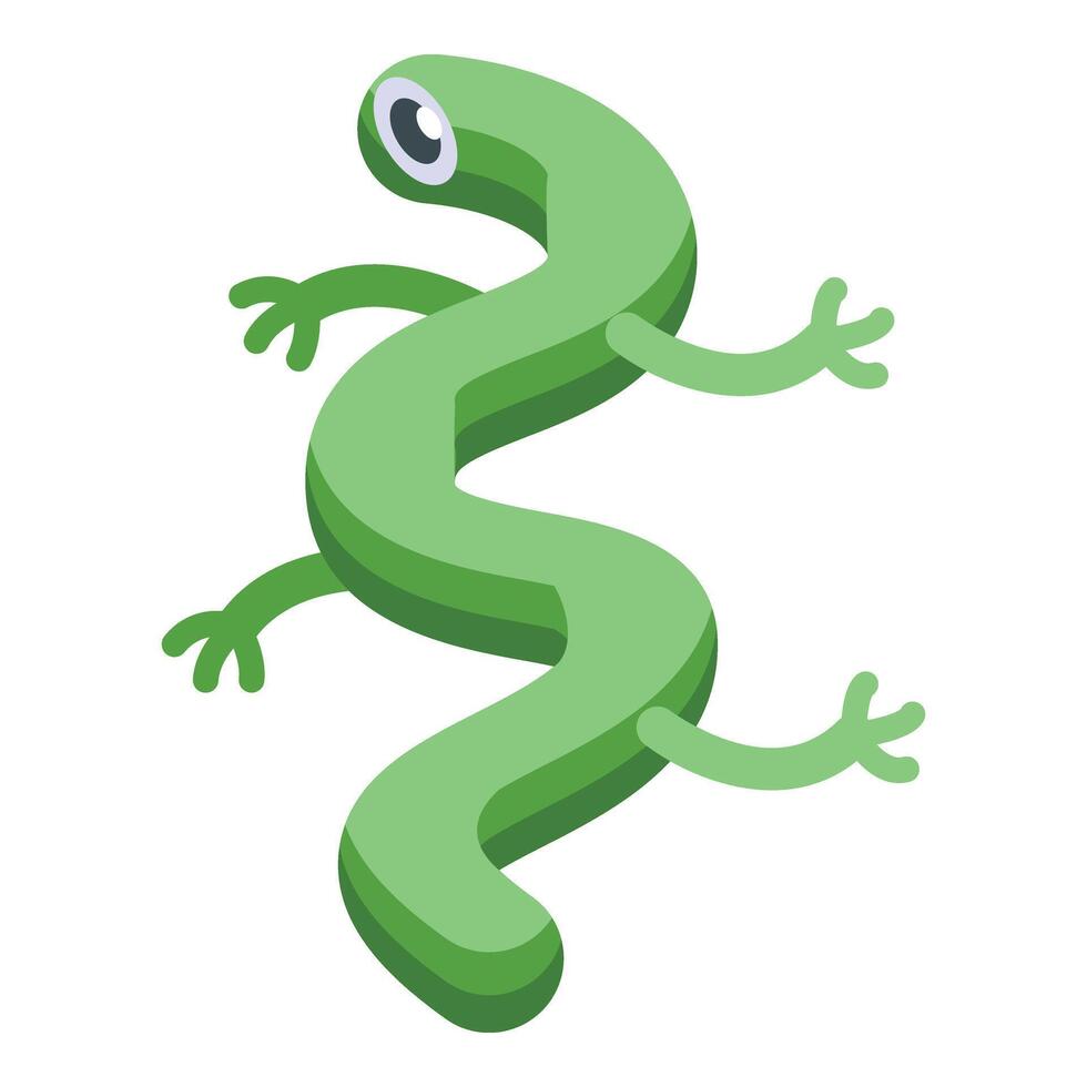 verde serpente monstro ícone isométrico vetor. assustador bebê Diversão vetor