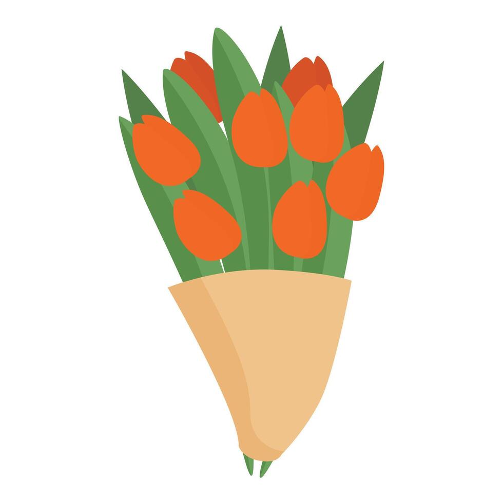 vermelho tulipas ramalhete ícone desenho animado vetor. flor expressar Entrega vetor