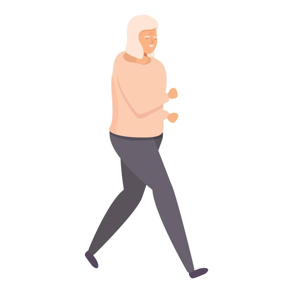 Senior mulher corre ícone desenho animado vetor. ao ar livre exercite-se esporte vetor