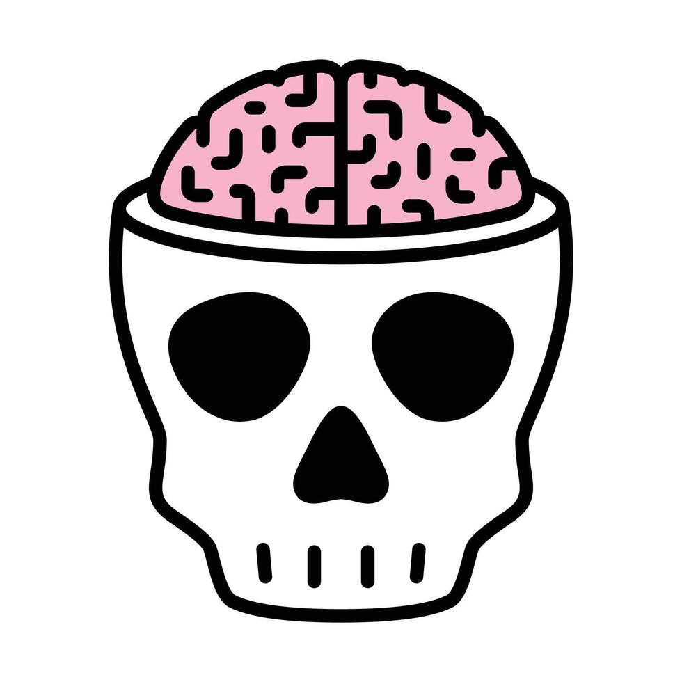 crânio ícone vetor dia das Bruxas cérebro logotipo pirata símbolo osso fantasma cabeça desenho animado personagem ilustração rabisco Projeto
