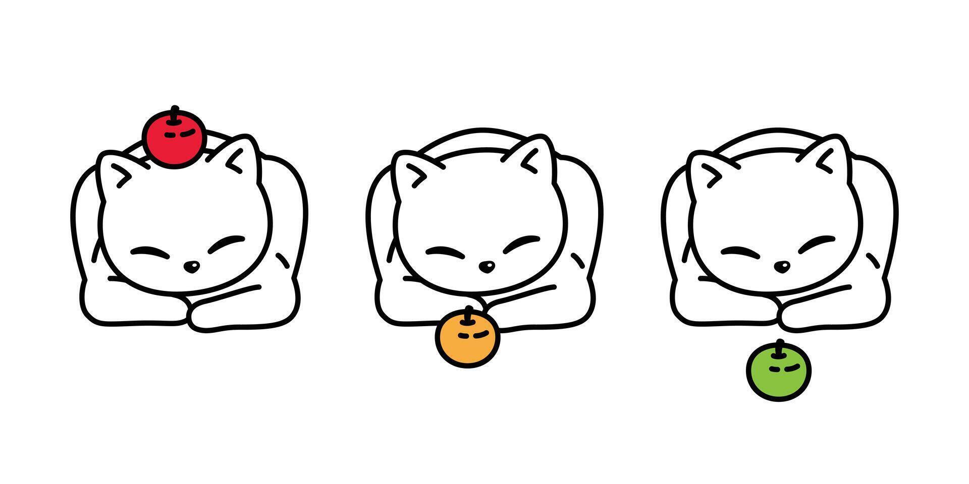 gato vetor ícone chita gatinho animal procriar maçã fruta laranja logotipo símbolo personagem desenho animado rabisco ilustração Projeto