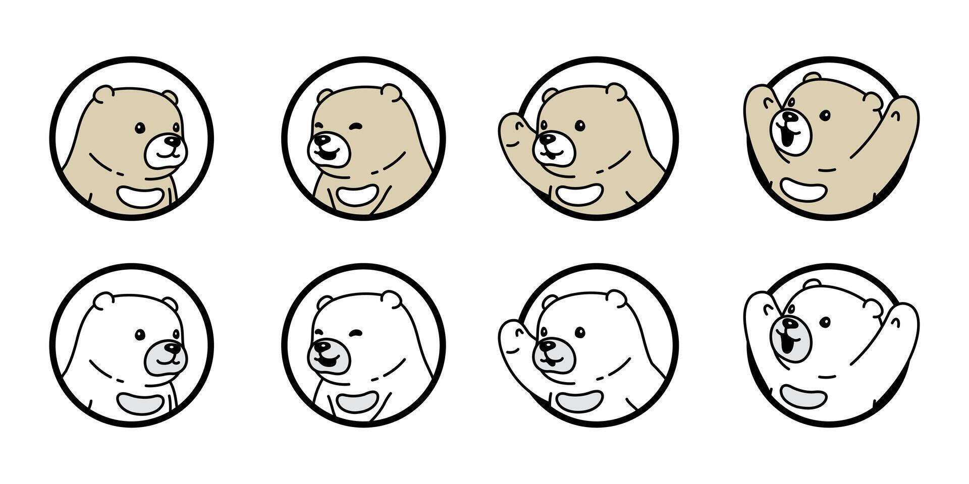 Urso vetor polar Urso ícone logotipo Urso de pelúcia desenho animado personagem símbolo rabisco ilustração Projeto