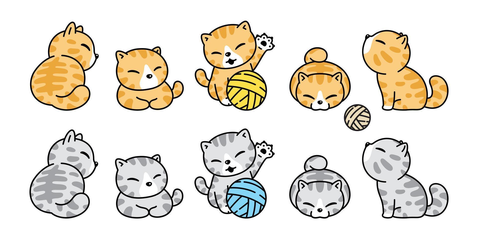 gato vetor ícone chita gatinho fio bola brinquedo personagem desenho animado animal procriar logotipo símbolo rabisco ilustração Projeto