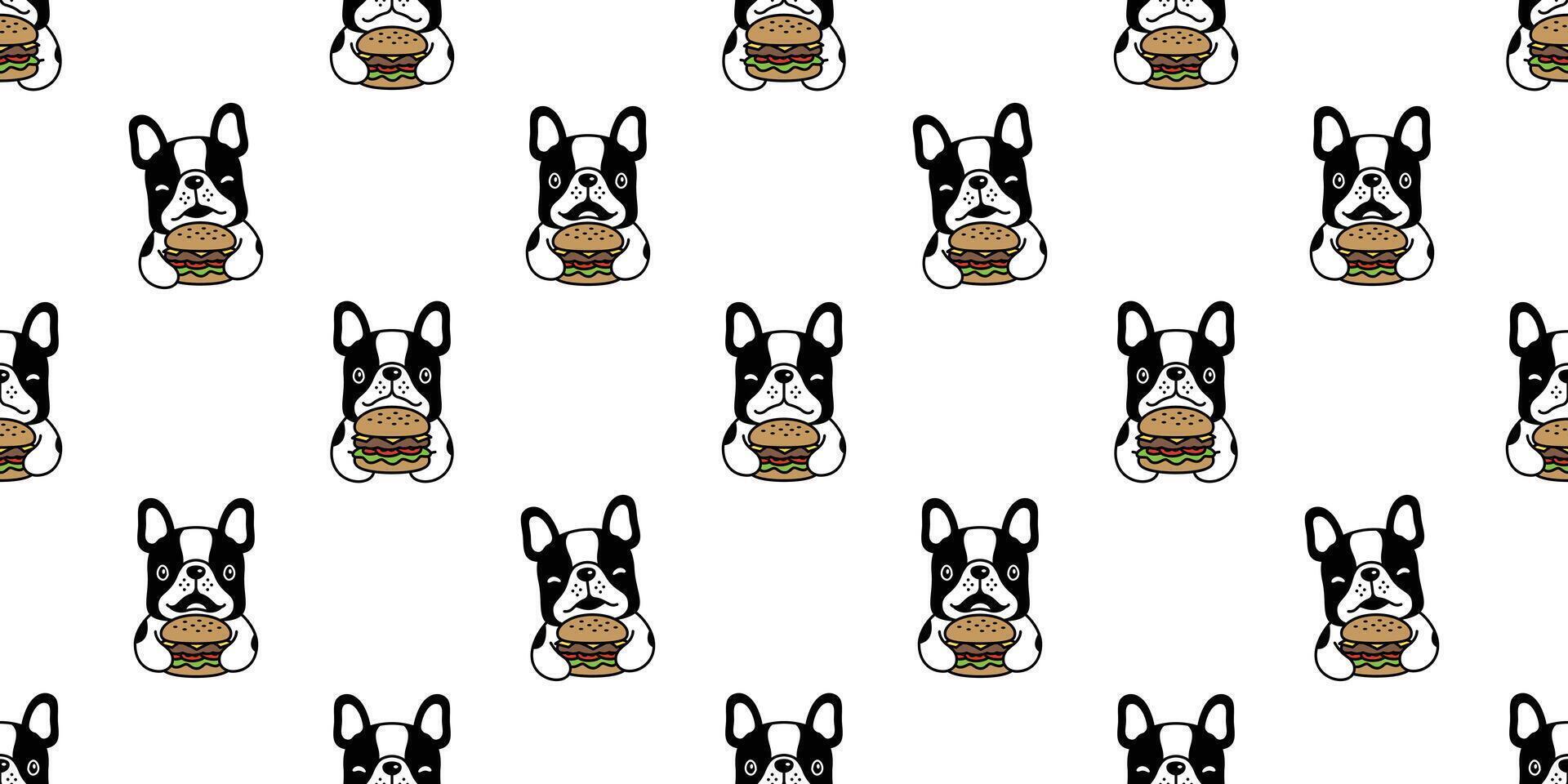 cachorro desatado padronizar francês buldogue vetor Hamburger Comida cachorro animal repetir papel de parede telha fundo cachecol isolado desenho animado rabisco ilustração Projeto