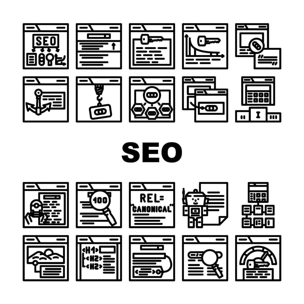 seo otimizar procurar classificação ícones conjunto vetor