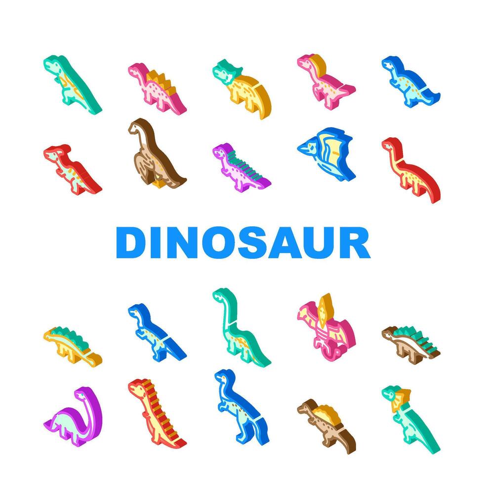 dinossauro personagem jurássico fofa ícones conjunto vetor