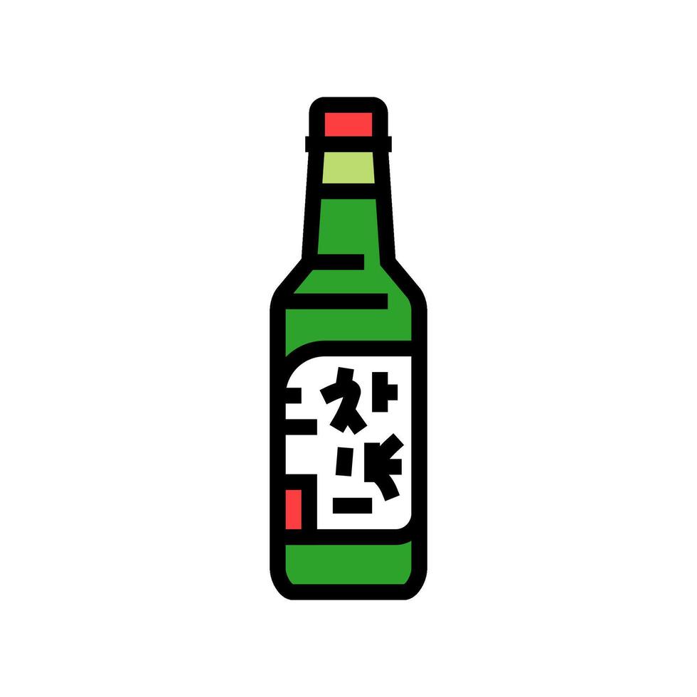soju garrafa coreano cozinha cor ícone vetor ilustração