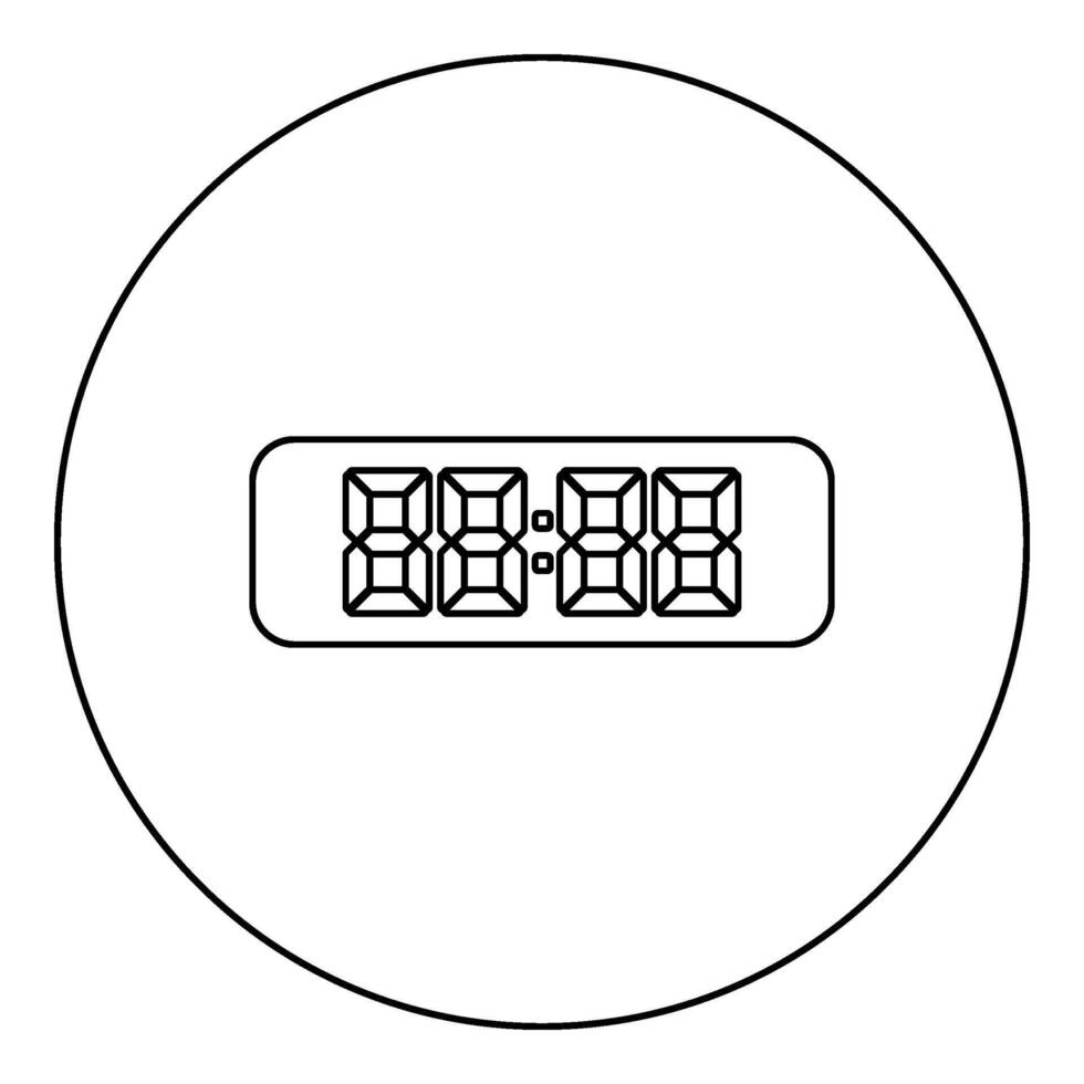 digital mesa relógio eletrônico exibição escrivaninha Assistir ícone dentro círculo volta Preto cor vetor ilustração imagem esboço contorno linha fino estilo