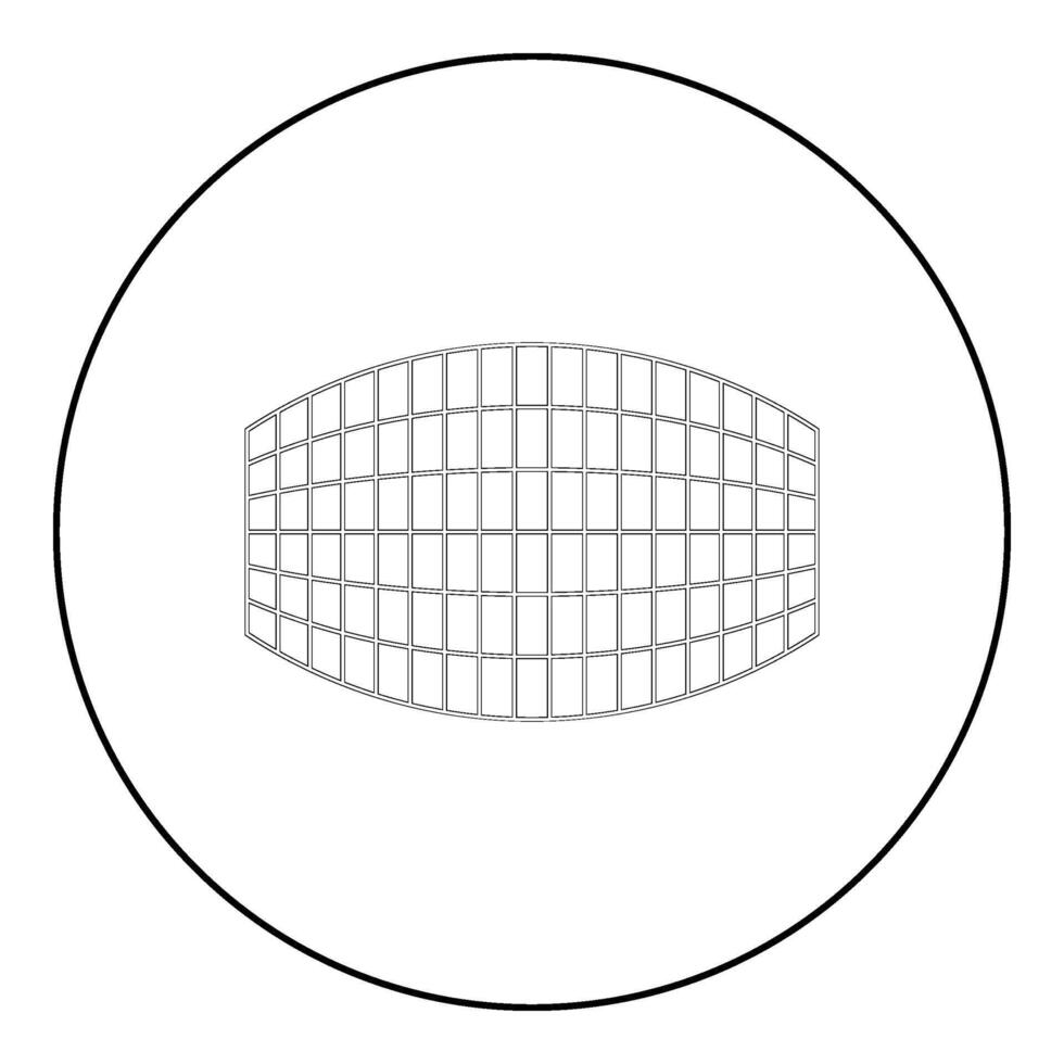 retângulo dentro projeção rede xadrez ícone dentro círculo volta Preto cor vetor ilustração imagem esboço contorno linha fino estilo