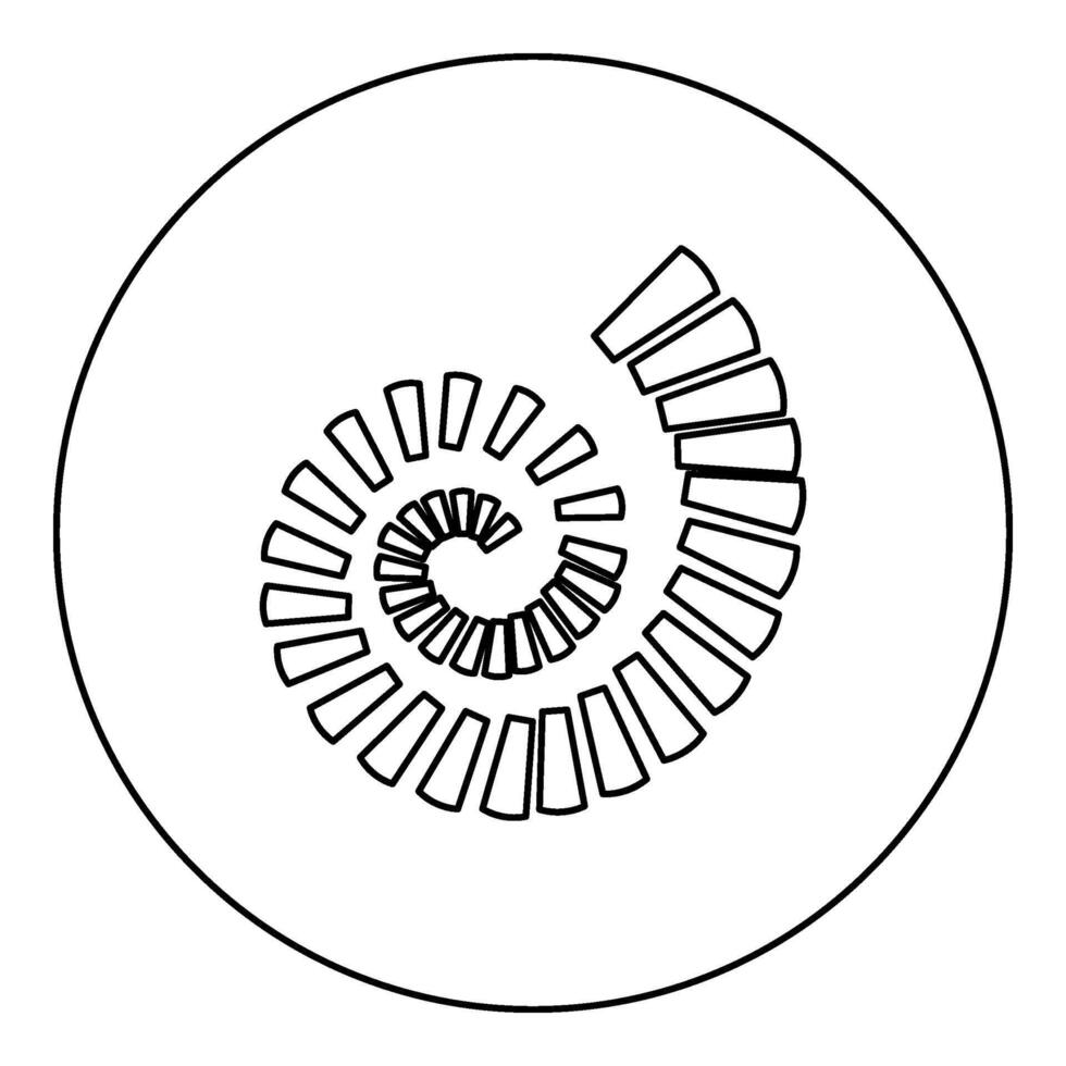 espiral Escadaria circular escadas ícone dentro círculo volta Preto cor vetor ilustração imagem esboço contorno linha fino estilo