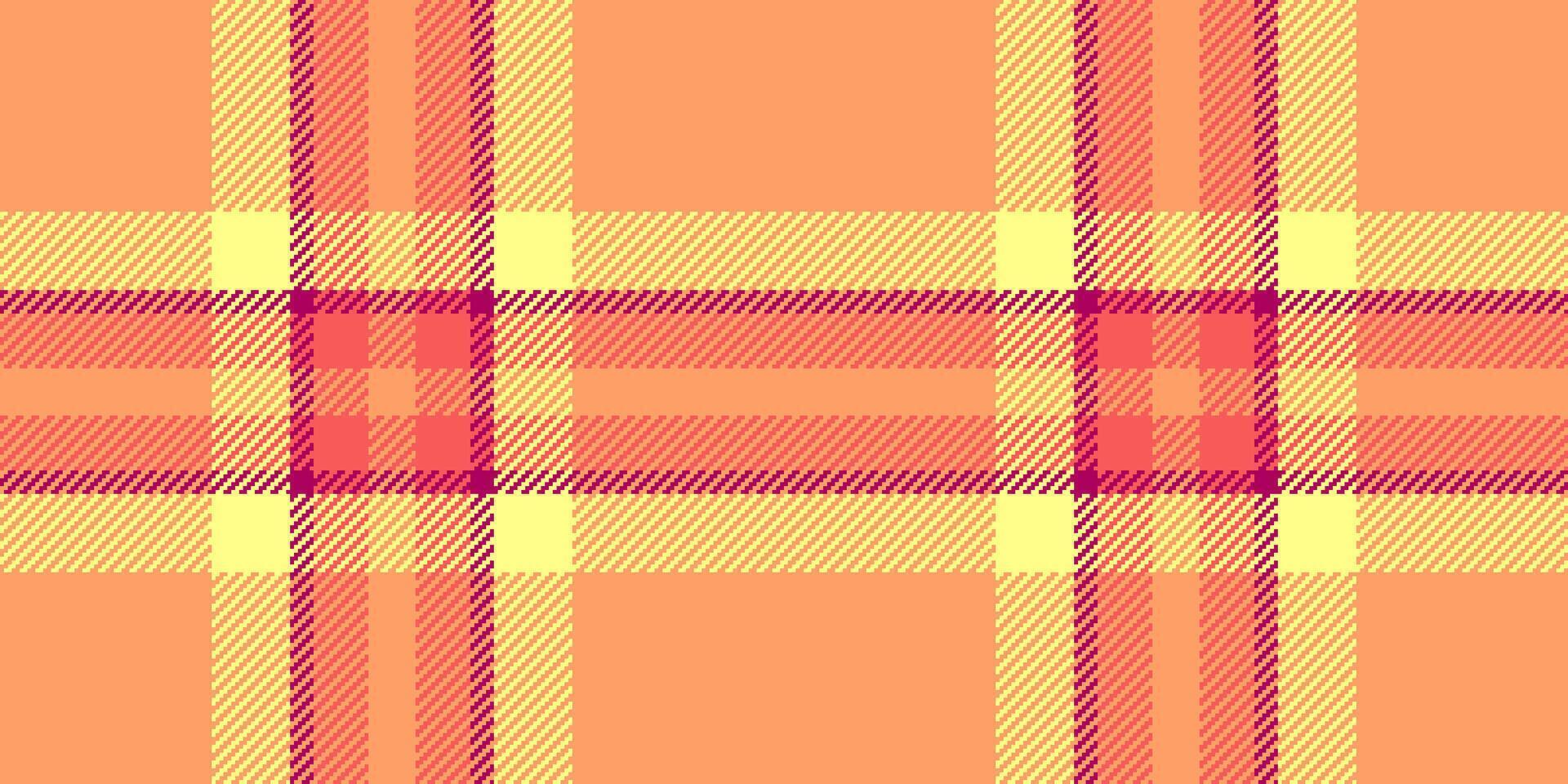regular vetor desatado textura, aniversário fundo xadrez verificar. Jardim têxtil padronizar tartan tecido dentro laranja e amarelo cores.