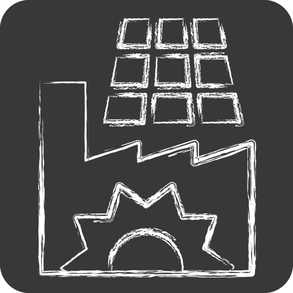 ícone solar alimentado fábrica. relacionado para solar painel símbolo. giz estilo. simples Projeto ilustração. vetor