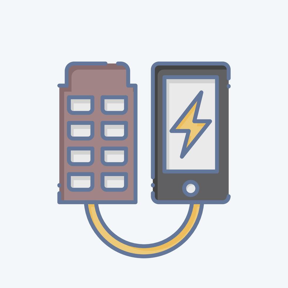 ícone portátil solar carregador. relacionado para solar painel símbolo. rabisco estilo. simples Projeto ilustração. vetor