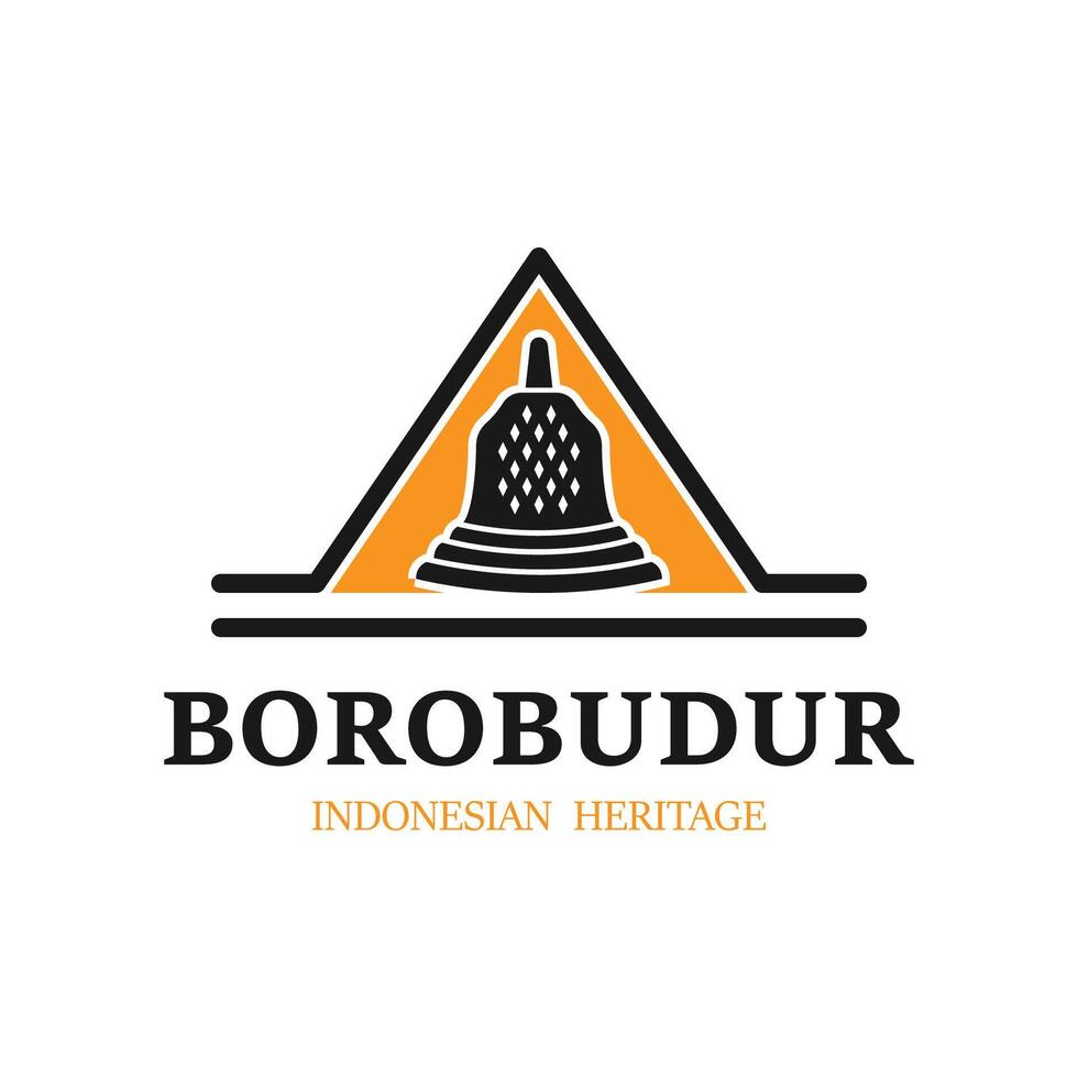 simples borobudur têmpora logotipo vetor projeto, stupa do borobudur pedra têmpora indonésio herança silhueta logotipo Projeto