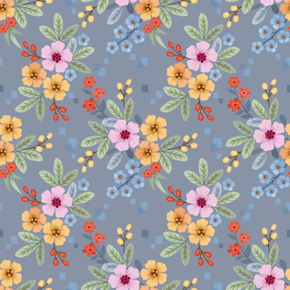 colorida flores e folha Projeto desatado padronizar. pode estar usava para tecido têxtil papel de parede. vetor