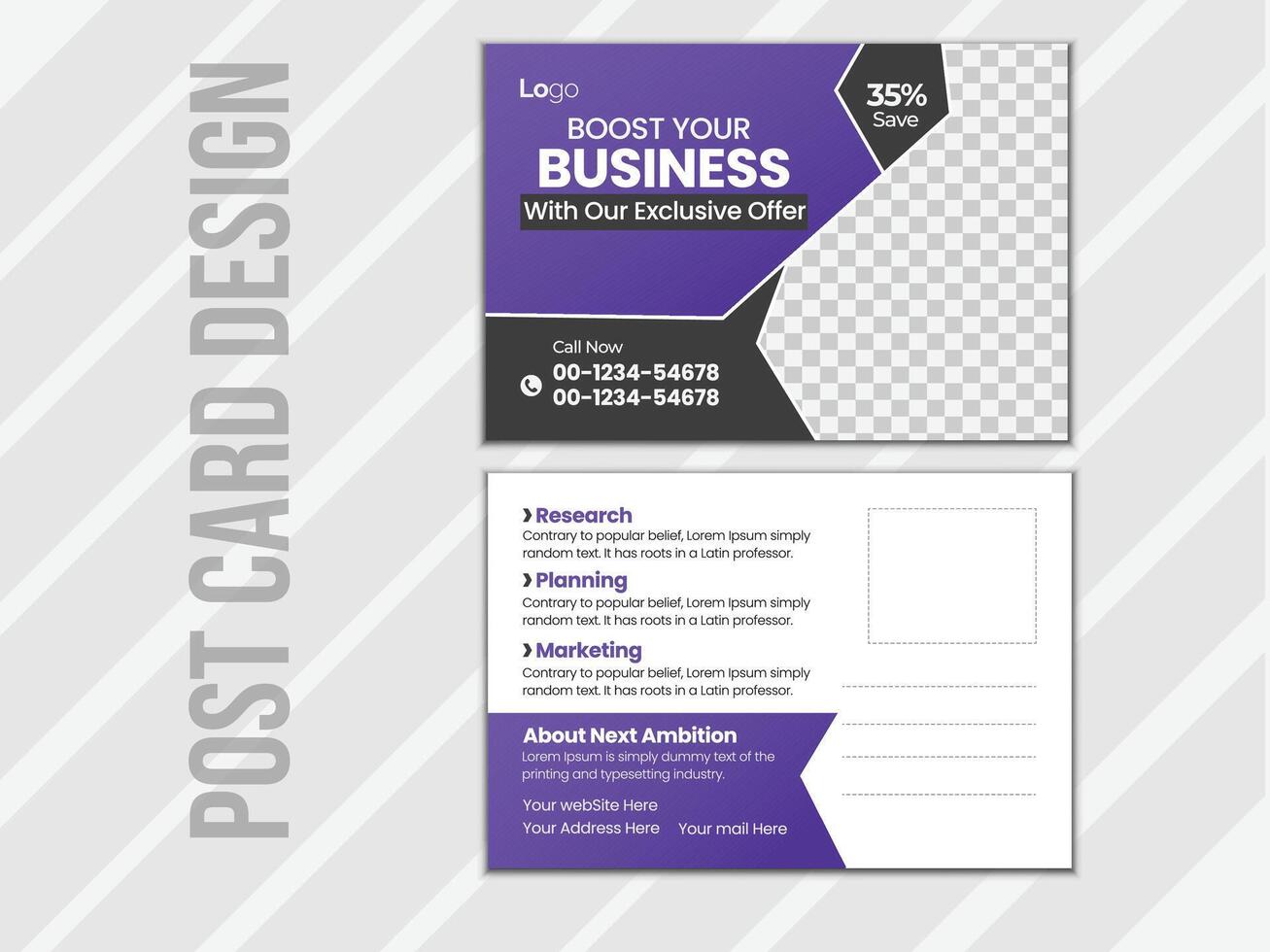 modelo de design de cartão postal de negócios corporativos vetor
