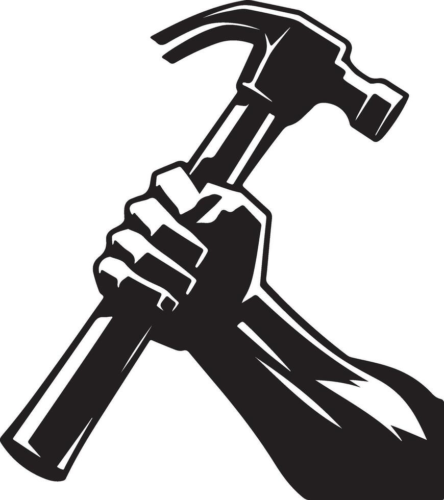 mão segurando martelo vetor ilustração ícone. reparar e manutenção conceito. símbolo elemento para pode dia ou trabalho dia