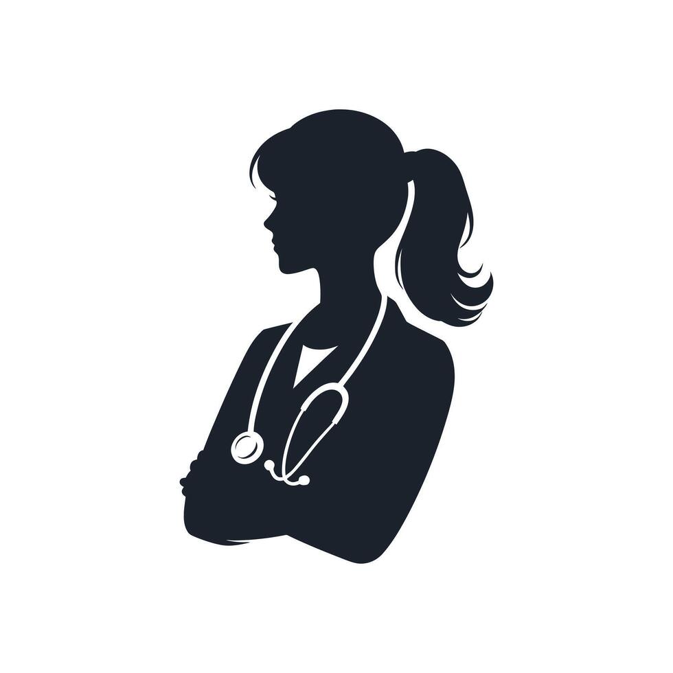 cuidados de saúde heroína vetor ilustração arte representando mulher médico silhueta