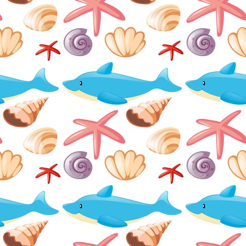 Design de fundo sem emenda com animais marinhos vetor