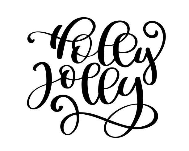 Holly Jolly caligrafia letras frase de Natal. Letras desenhadas de mão. texto vetorial para sobreposições de foto de cartões de design vetor