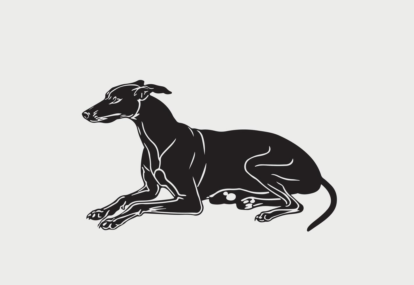 ai gerado silhueta do galgo vetor ilustração em uma branco fundo