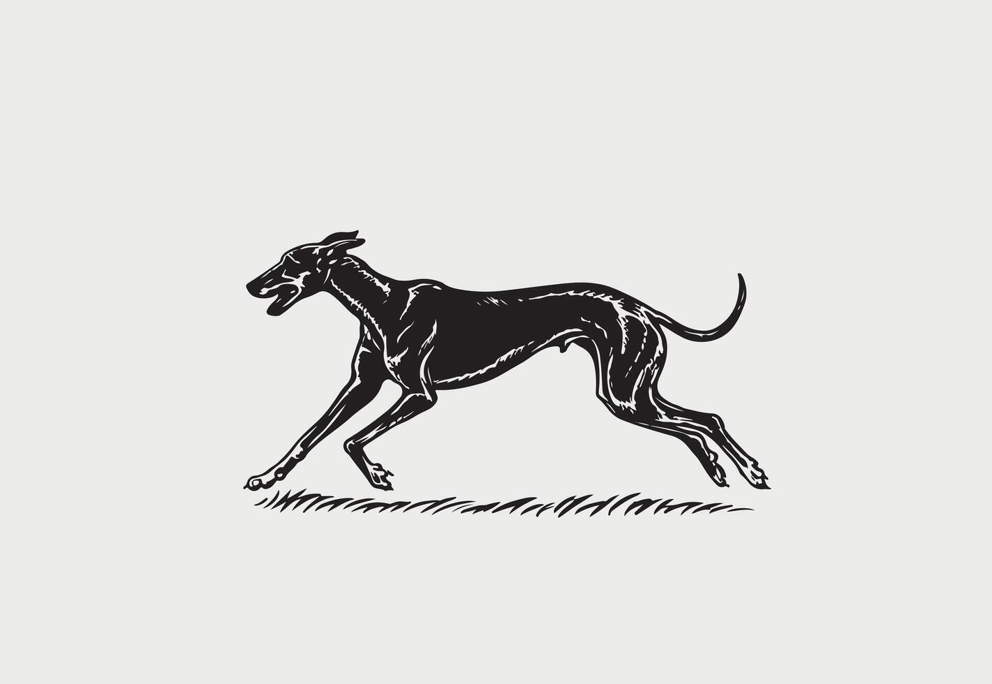 ai gerado silhueta do galgo vetor ilustração em uma branco fundo