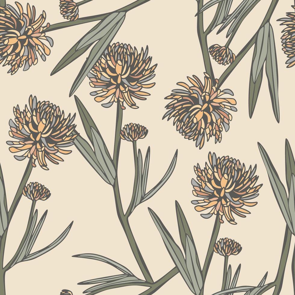 vintage floral fundo, mão desenhado retro flor desatado padronizar vetor