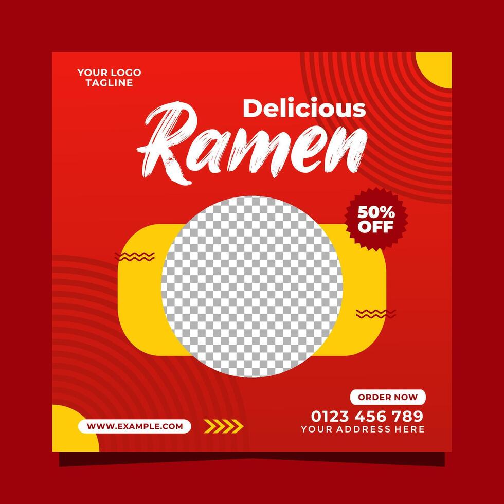 delicioso ramen social meios de comunicação bandeira postar vetor modelo