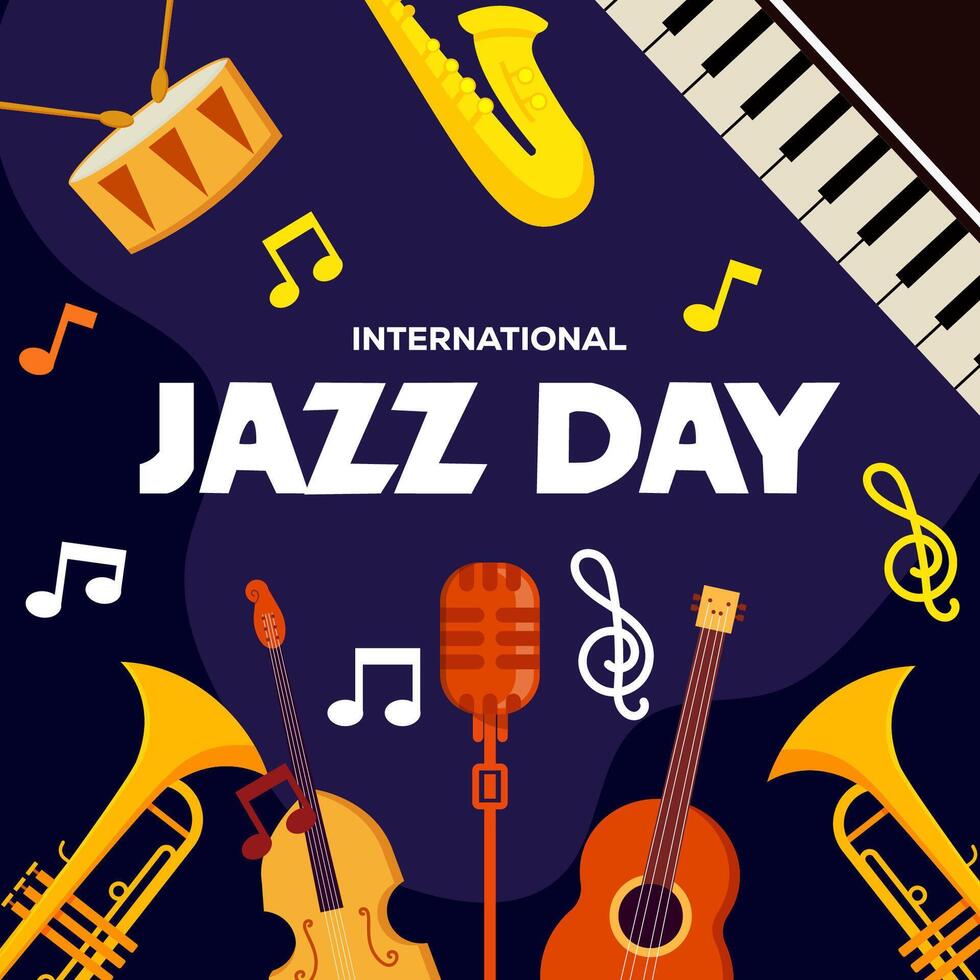 plano internacional jazz dia ilustração vetor Projeto