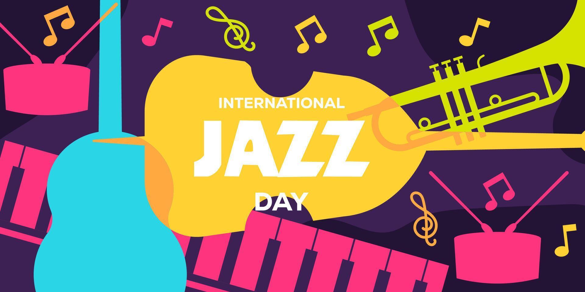 internacional jazz dia horizontal bandeira ilustração vetor