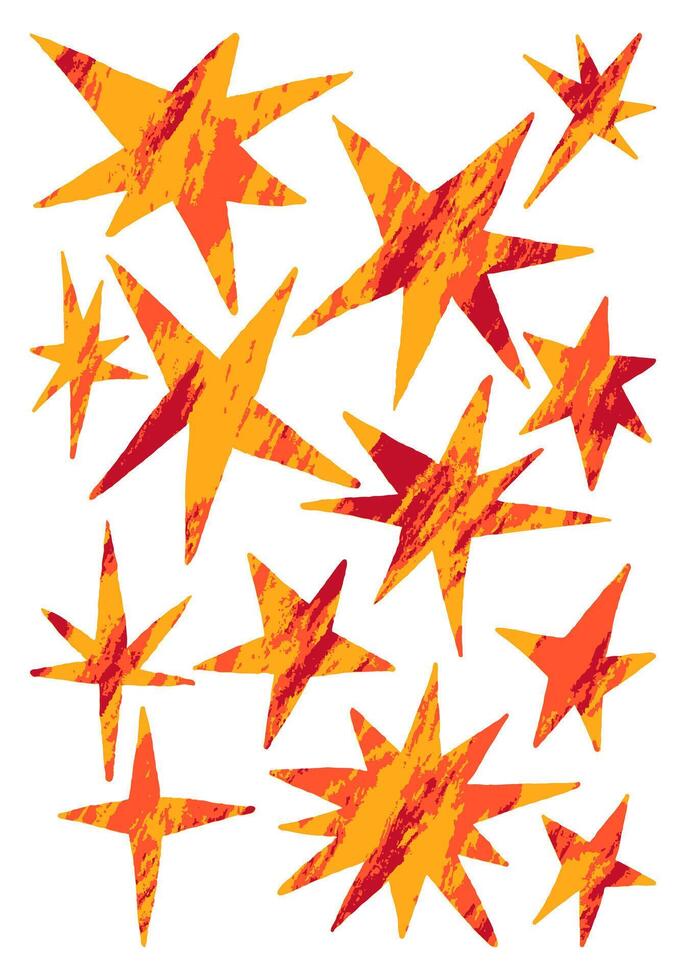 coleção do poligonal estrelas formas. conjunto do abstrato vetor ilustração. texturizado grunge estilo cliparts isolado em branco fundo.