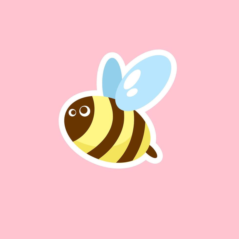 fofa desenho animado abelha isolado em uma Rosa fundo. vetor ilustração.