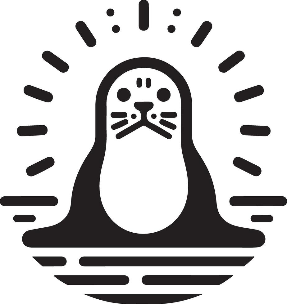 mínimo foca vetor ícone, plano símbolo, Preto cor silhueta, branco fundo 5