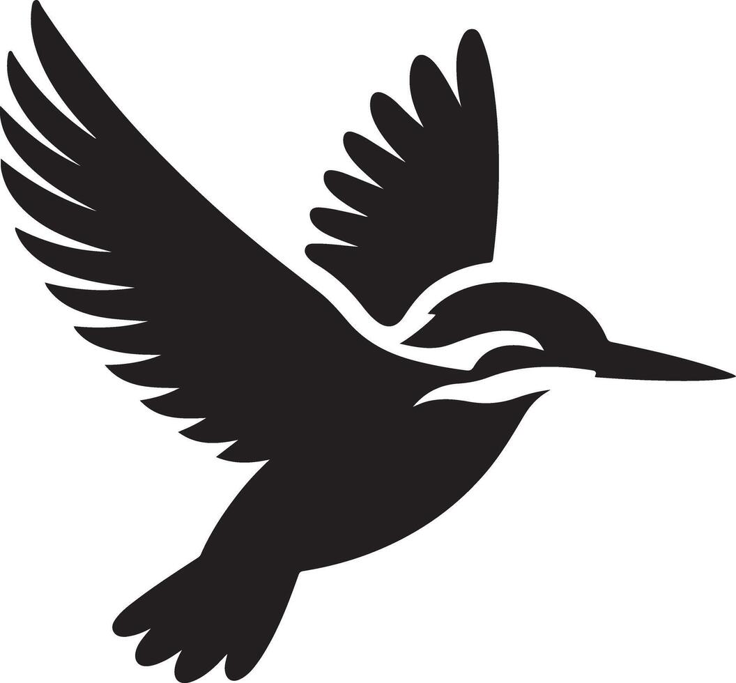 martinho pescatore pássaro vetor arte ícone, clipart, símbolo, Preto cor silhueta, branco fundo 9