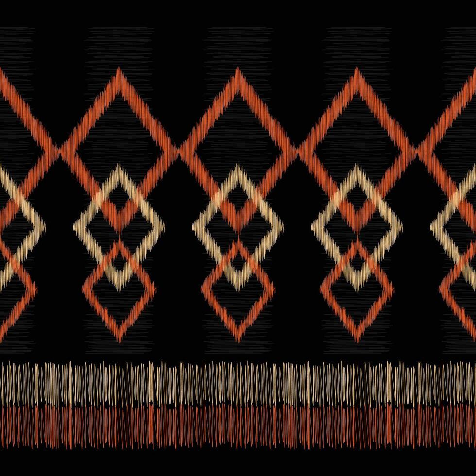 tradicional étnico ikat motivo tecido fundo padronizar geométrico .africano ikat bordado étnico oriental padronizar Preto fundo papel de parede. abstrato, vetor, ilustração.textura, quadro, decoração. vetor