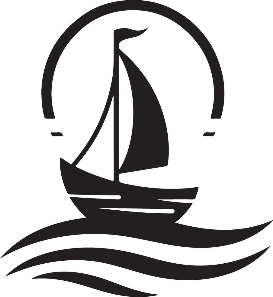 barco vetor logotipo conceito ícone, clipart, símbolo, Preto cor silhueta, branco fundo 16