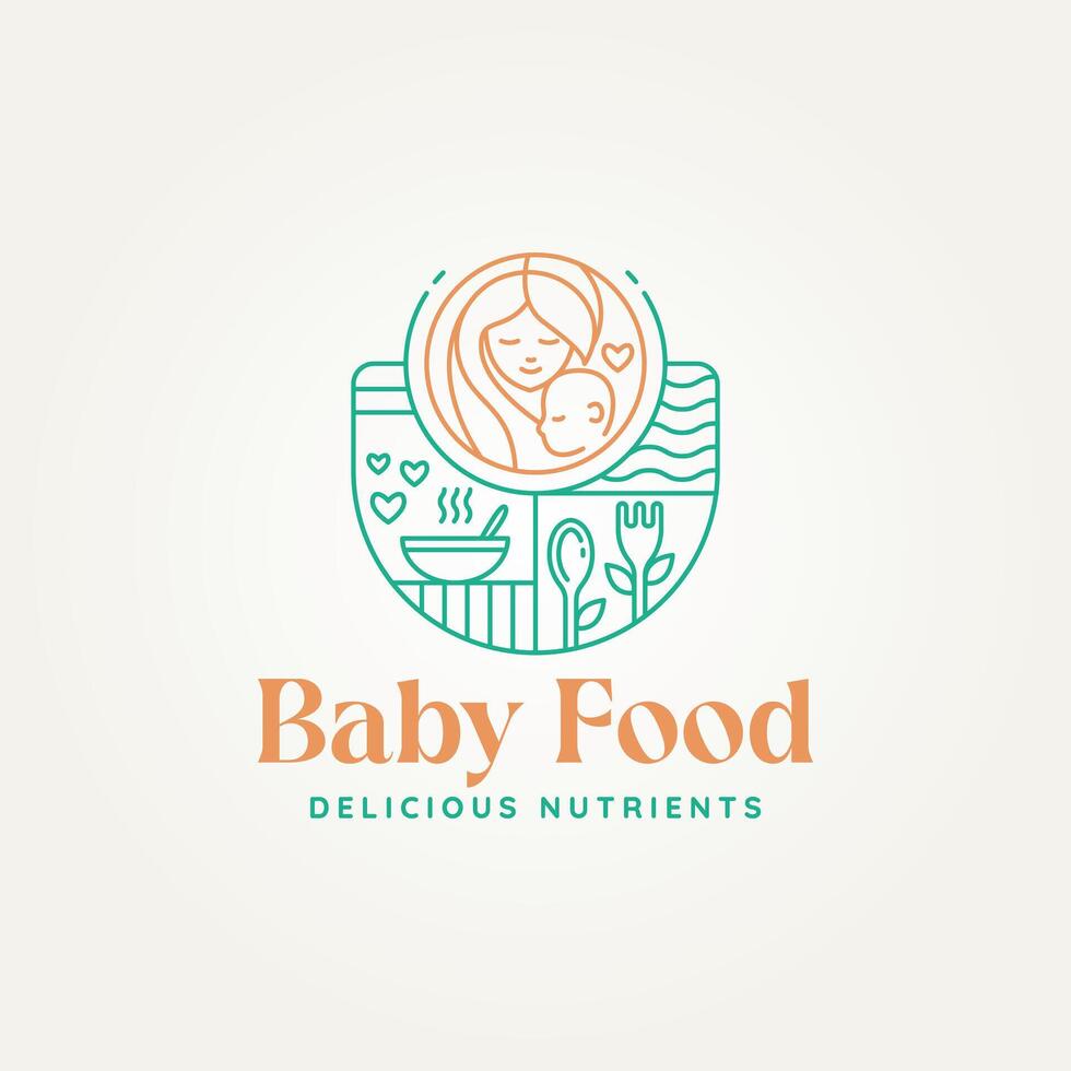 minimalista saudável bebê Comida linha arte logotipo modelo vetor ilustração Projeto. simples moderno saudável refeição, nutrição, suplemento logotipo conceito
