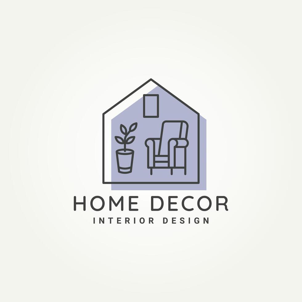 minimalista casa decoração interior Projeto linha arte logotipo modelo vetor ilustração Projeto