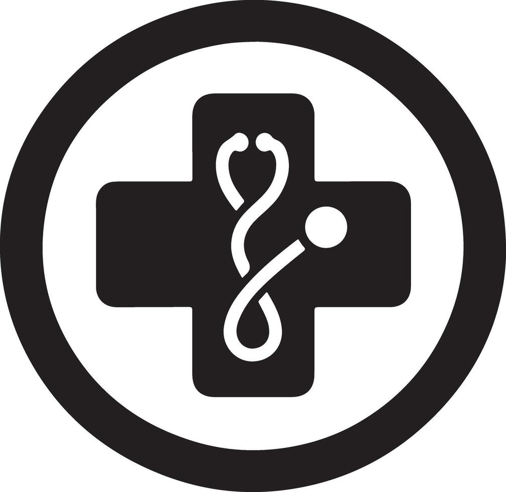 médico logotipo ícone, plano símbolo, Preto cor silhueta vetor
