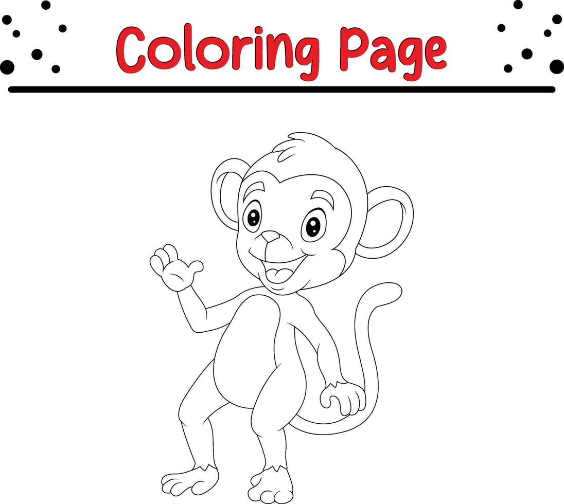 feliz macaco animal coloração página para crianças vetor