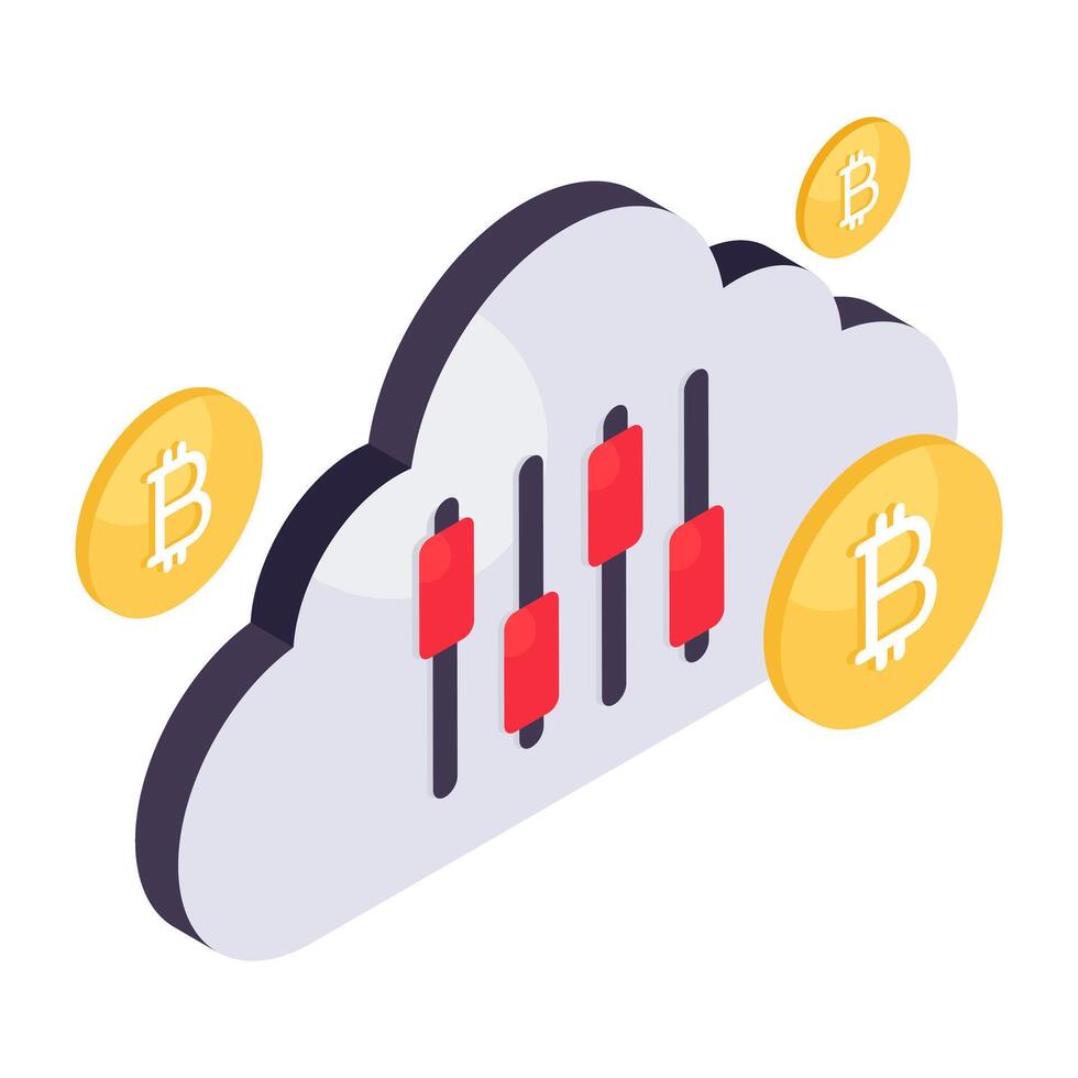 uma perfeito Projeto ícone do nuvem bitcoin vetor