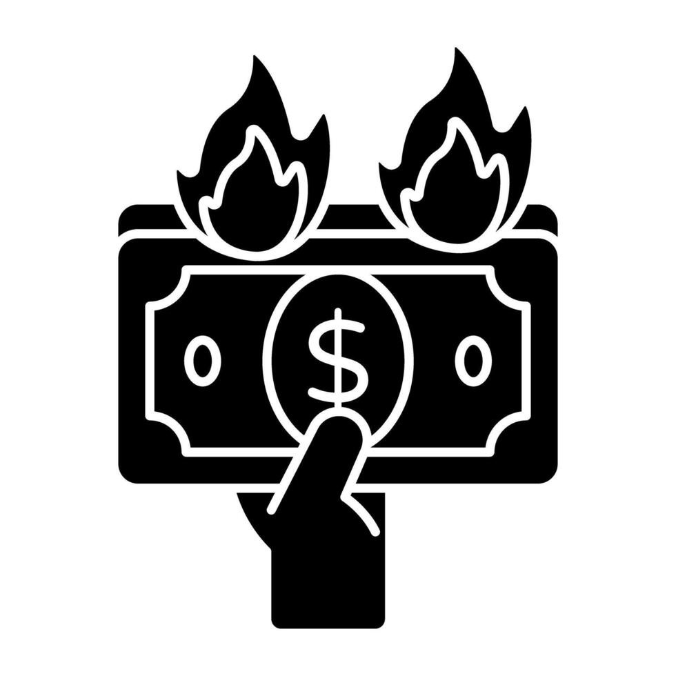 Prêmio baixar ícone do dinheiro queimando vetor
