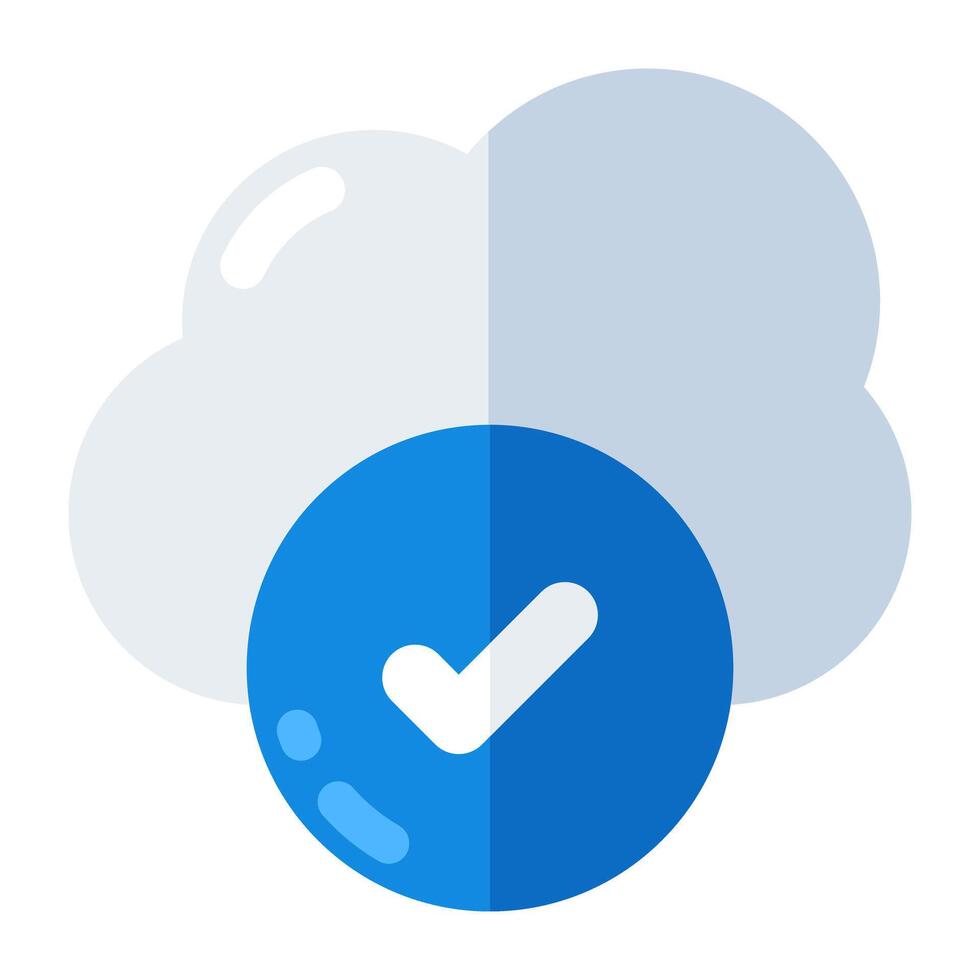 Prêmio baixar ícone do verificado nuvem vetor