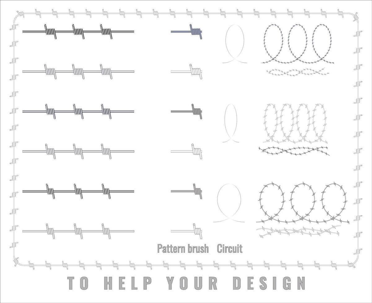 uma conjunto do farpado fio com diferente torção arremessos a partir de diferente metais. vetor
