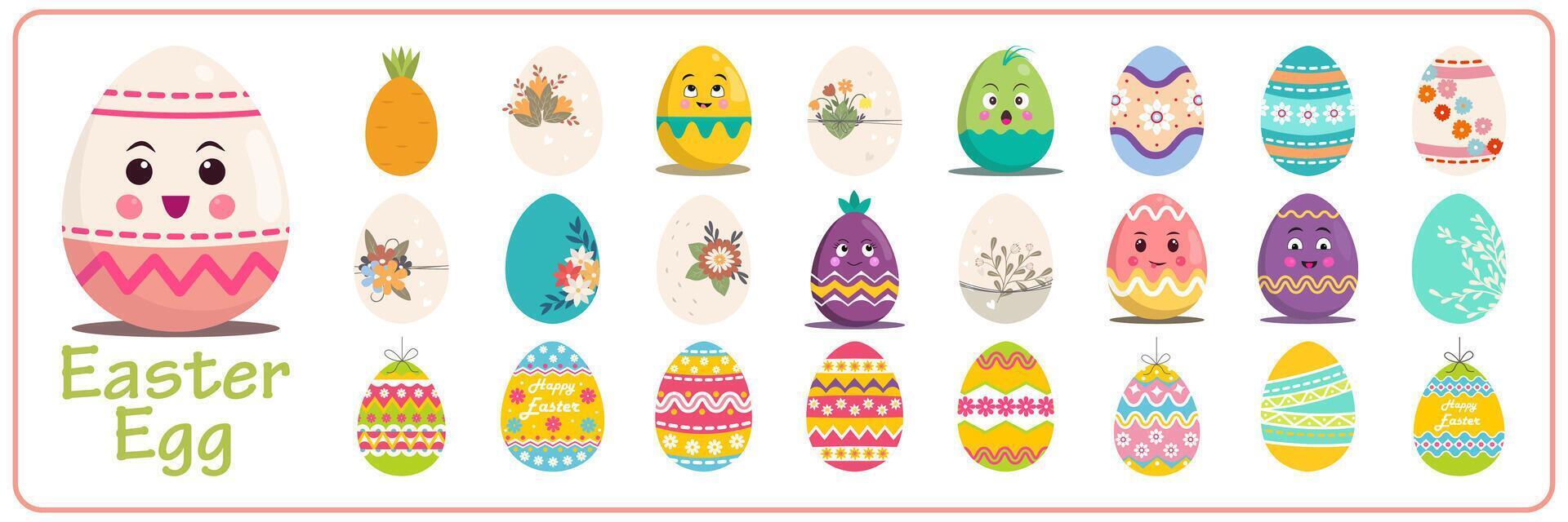 feliz Páscoa. conjunto do Páscoa ovos com diferente texturas em uma branco fundo. Primavera feriado. vetor ilustração. feliz Páscoa ovos.