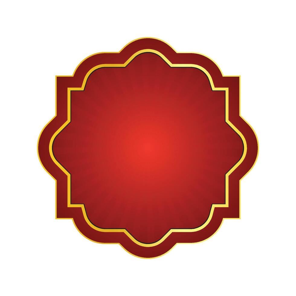 vermelho dourado luxo islâmico crachá forma bandeira tag vetor